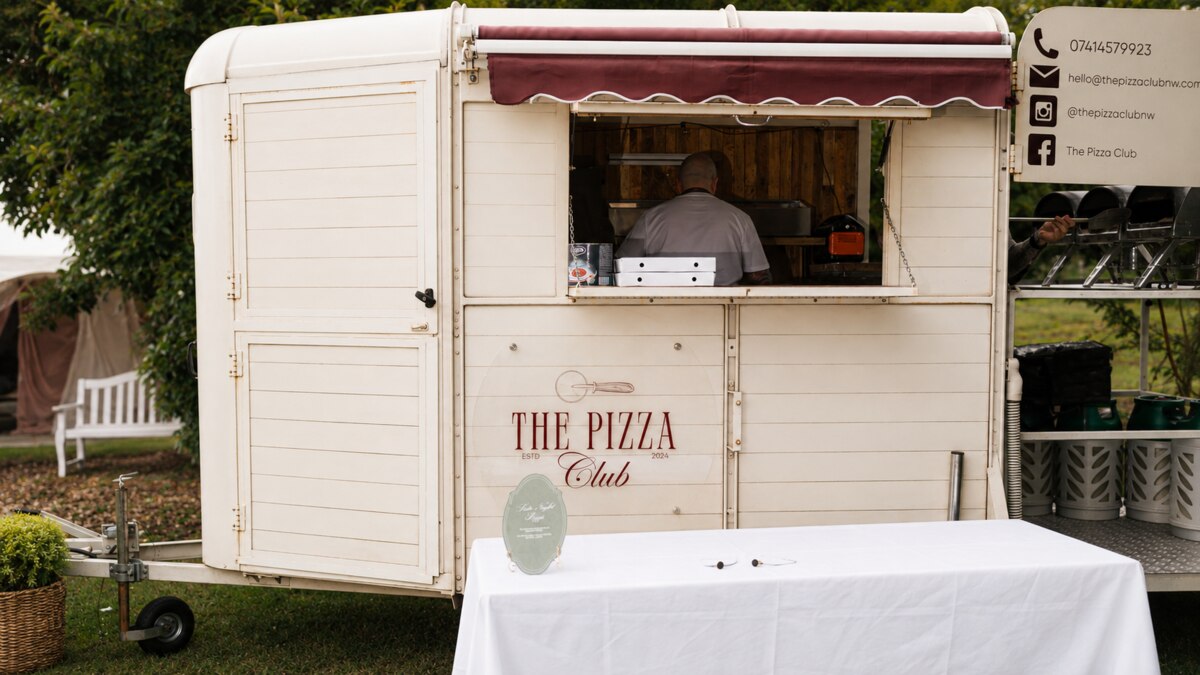The Pizza Club trailer fully set up and ready for corporate service